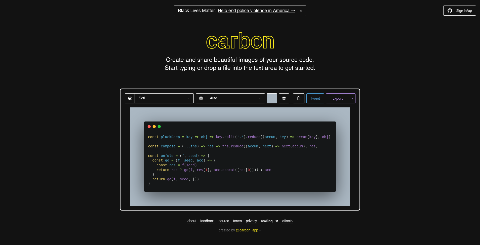 Carbon : pour des images de code propre